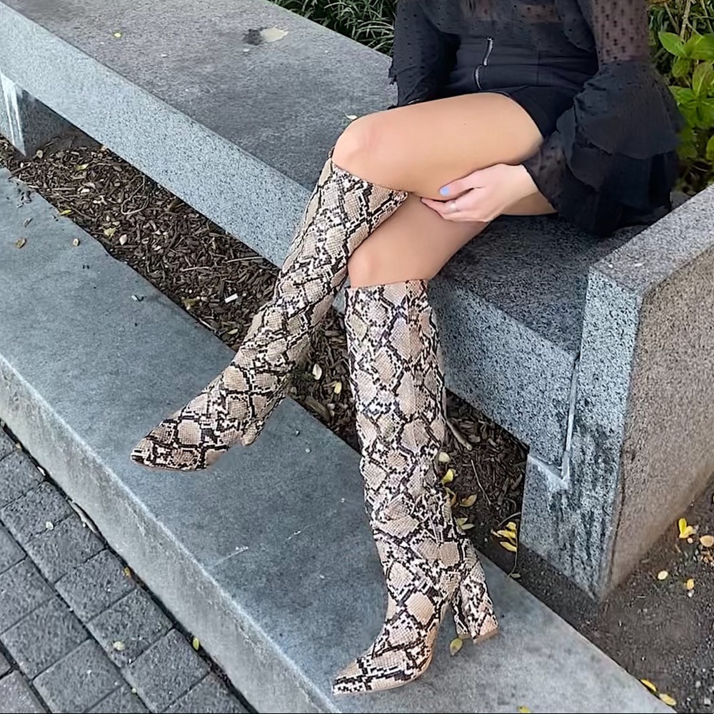 High heeled snake boots